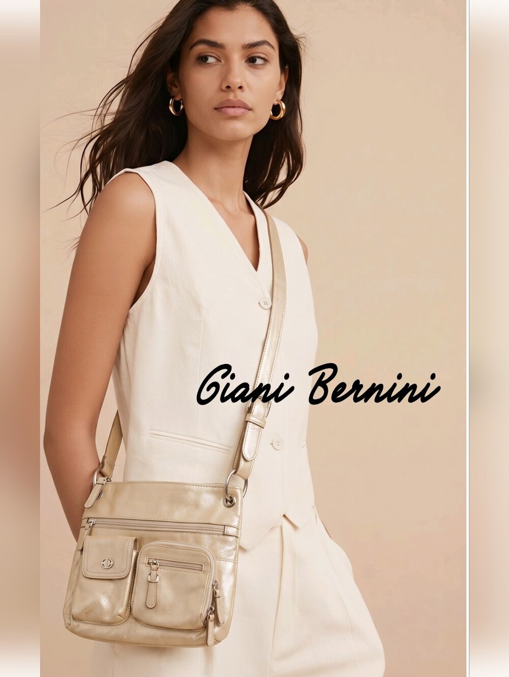 GIANNI BINI Stylish Cream PEARLIZED.  CROSSBODY Bag.